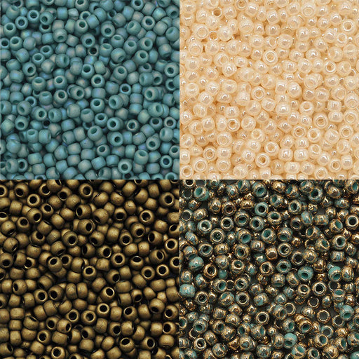 Exclusive Beadaholique Designer Palette, Toho Seed Bead Mix, Round 11/0, Ancient Turquoise V2, 4 Color Set
