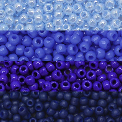 Exclusive Beadaholique Designer Palette, Toho Seed Bead Mix, Round 11/0, Ombre Blue (4 Color Set)