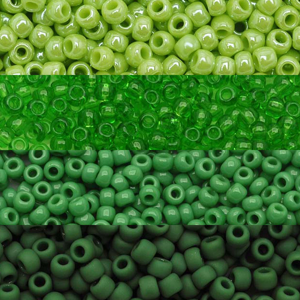 Green glass beads, Miyuki Delica Beads