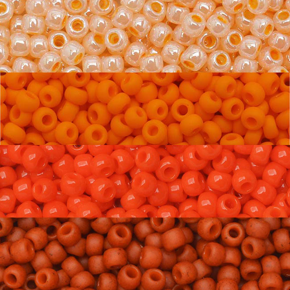 Exclusive Beadaholique Designer Palette, Toho Seed Bead Mix, Round 11/0, Ombre Orange (4 Color Set)