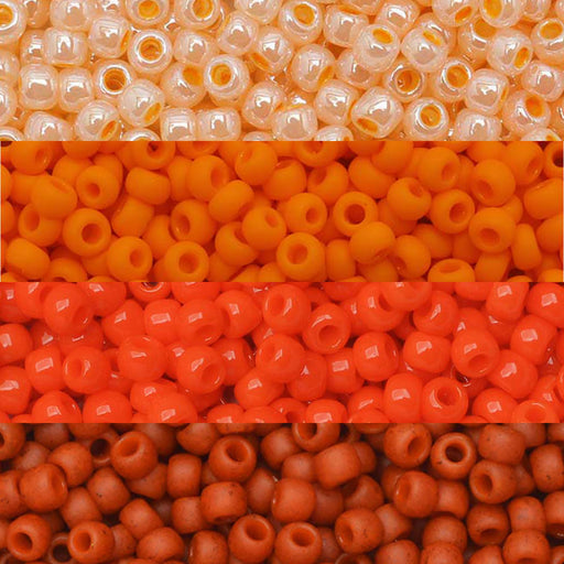 Exclusive Beadaholique Designer Palette, Toho Seed Bead Mix, Round 11/0, Ombre Orange (4 Color Set)