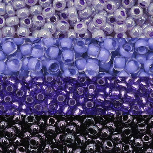 Exclusive Beadaholique Designer Palette, Toho Seed Bead Mix, Round 11/0, Ombre Bright Purple (4 Color Set)