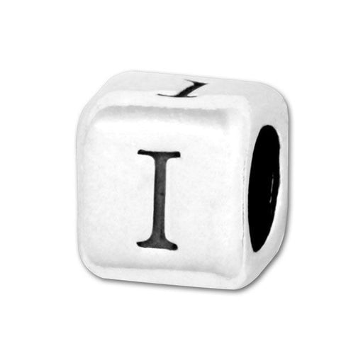Alphabet Bead, Rounded Cube Letter "I" 5.8mm, Sterling Silver (1 Piece)