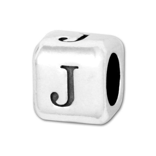Alphabet Bead, Rounded Cube Letter "J" 5.8mm, Sterling Silver (1 Piece)