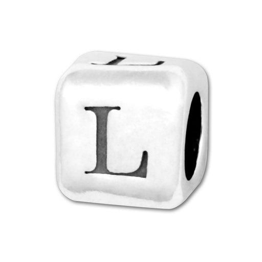 Alphabet Bead, Rounded Cube Letter "L" 5.8mm, Sterling Silver (1 Piece)