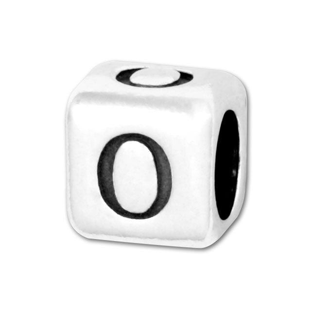 Alphabet Bead, Rounded Cube Letter "O" 5.8mm, Sterling Silver (1 Piece)