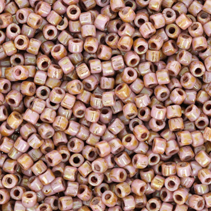 Czech Glass Matubo, 10/0 Seed Bead, Ultra Luster Opaque Rose/Gold Topaz (2.5 Inch Tube)