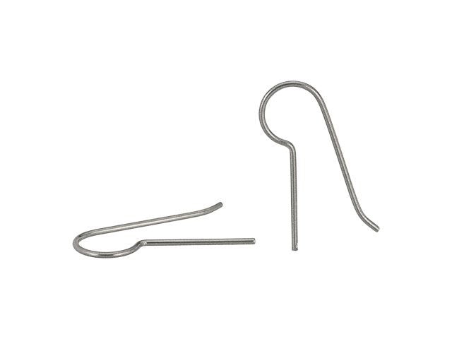 Earring Findings, Hypo-Allergenic Niobium French Hooks 22mm / 20 Gauge, Matte Silver Color, by TierraCast (2 Pairs)