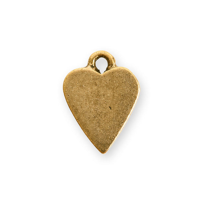 Charm, Mini Heart Tag 13.8x10.3mm, Antiqued Gold, by Nunn Design (1 Piece)
