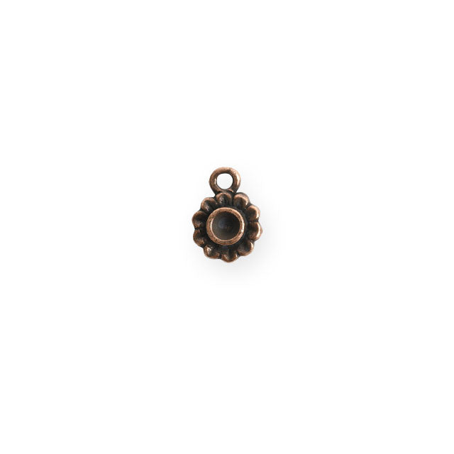 Bezel Charm, Tiny Aster with Bezel with Bezel for PP24 Chaton, Antiqued Copper, by Nunn Design (1 Piece)