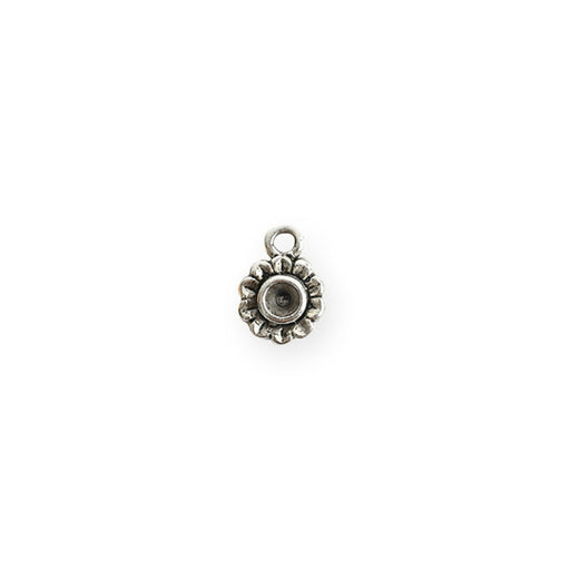 Bezel Charm, Tiny Aster with Bezel with Bezel for PP24 Chaton, Antiqued Silver, by Nunn Design (1 Piece)