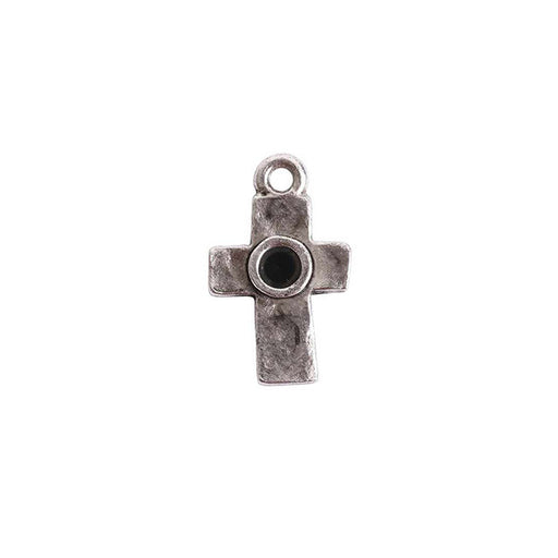 Bezel Charm, Cross with Bezel for PP24 Chaton, Antiqued Silver, by Nunn Design (1 Piece)