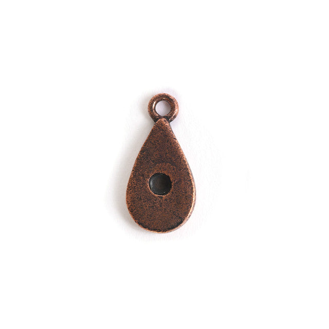 Bezel Charm, Drop with Bezel for PP24 Chaton, Antiqued Copper, by Nunn Design (1 Piece)