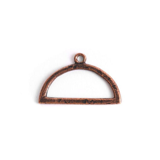 Open Back Pendant, Mini Hammered Half Circle 29.9x18.8mm, Antiqued Copper, by Nunn Design (1 Piece)