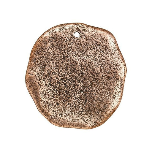 Flag Tag Pendant, Hammered Organic Circle 39x36mm, Antiqued Copper, by Nunn Design (1 Piece)