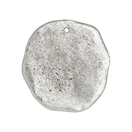 Flag Tag Pendant, Hammered Organic Circle 39x36mm, Antiqued Silver, by Nunn Design (1 Piece)