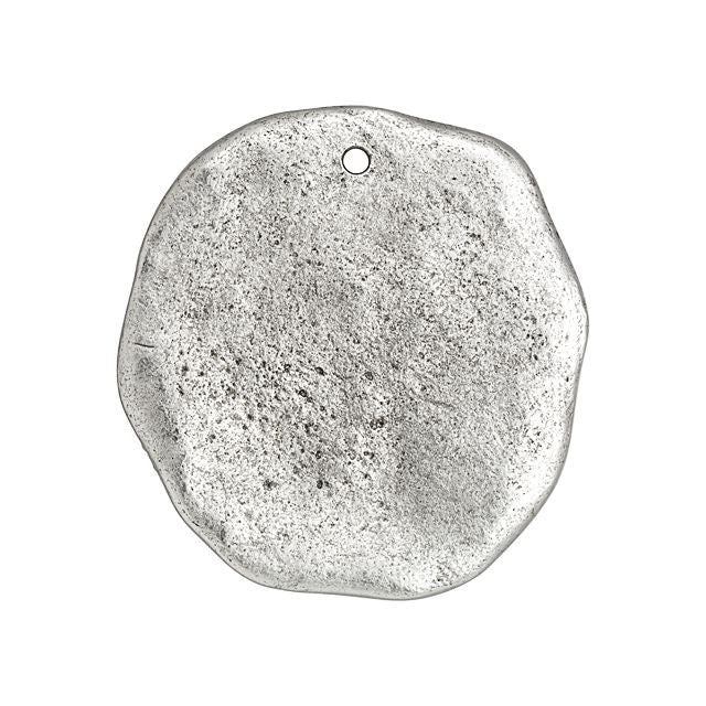 Flag Tag Pendant, Hammered Organic Circle 39x36mm, Antiqued Silver, by Nunn Design (1 Piece)