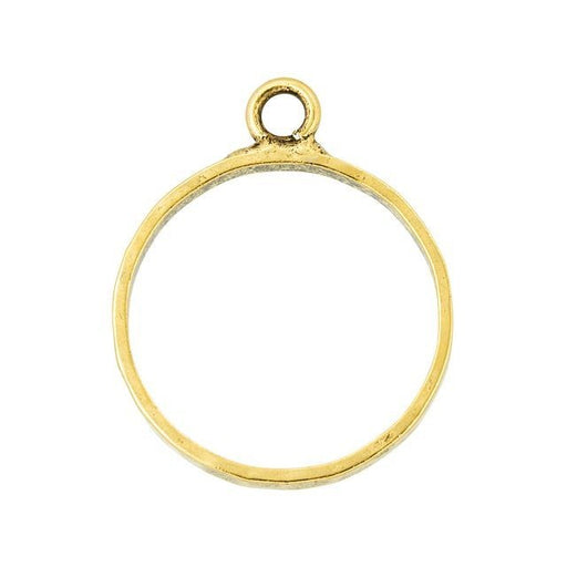 Open Back Bezel Pendant, Circle with Hammered Edge 30x24.5mm,  Antiqued Gold, by Nunn Design (1 Piece)