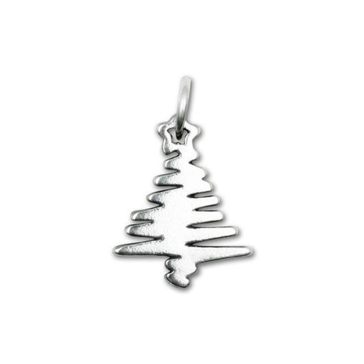 Sterling Silver Charm, Scribble Christmas Tree 18.5x14.5mm (1 Piece)