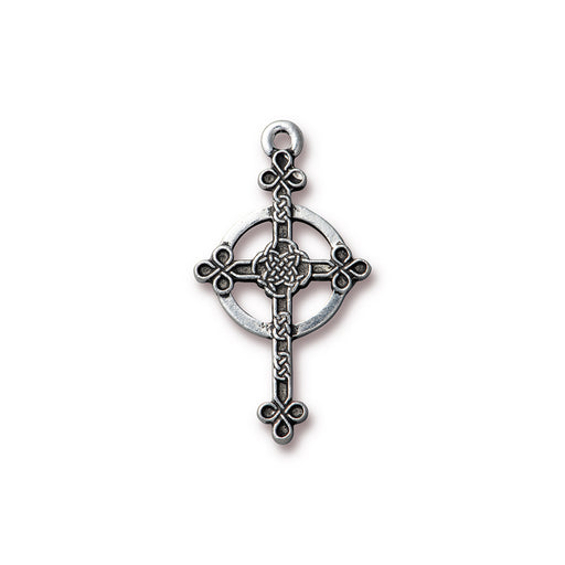Pendant, Halo Celtic Cross 30x16mm, Antiqued Silver Plated, by TierraCast (1 Piece)