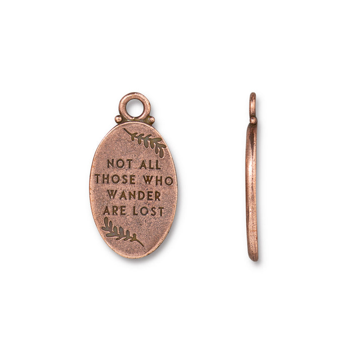 Pendant, Redwood Tree with Quote 29.5mm, Antiqued Copper Plated, by TierraCast (1 Piece)