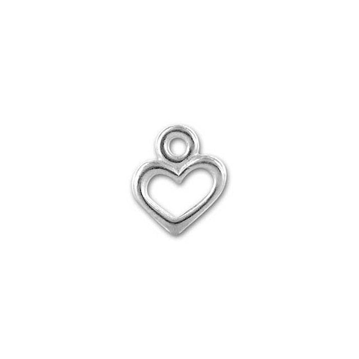 Charm, Open Heart 9.5x8mm, White Bronze Plated, by TierraCast (2 Pieces)