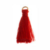 Poly Cotton Thread Pendant, 1 Inch Tassel with Gold Tone Open Jump Ring, Red (10 Pieces)