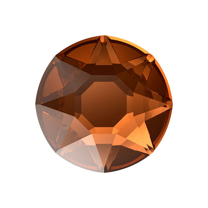 PRESTIGE Crystal, #H2078 Hotfix Round Flatback Rhinestone SS34, Smoked Amber (1 Piece)