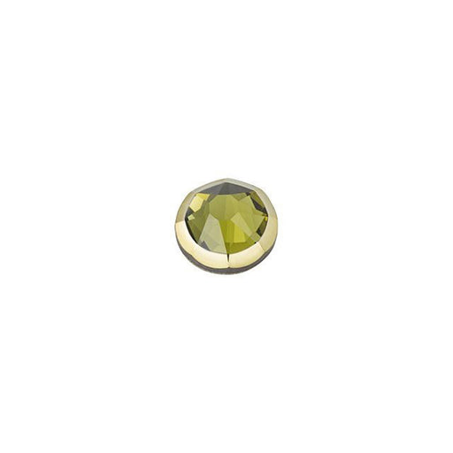 PRESTIGE Crystal, #2088I Rimmed Round Flatback Rhinestone SS16, Khaki / Dorado (1 Piece)