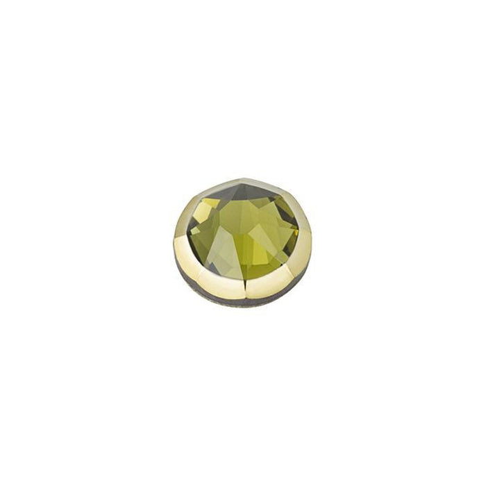 PRESTIGE Crystal, #2088I Rimmed Round Flatback Rhinestone SS20, Khaki / Dorado (1 Piece)
