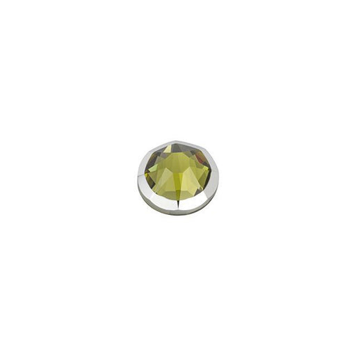 PRESTIGE Crystal, #2088I Rimmed Round Flatback Rhinestone SS16, Khaki / Light Chrome (1 Piece)
