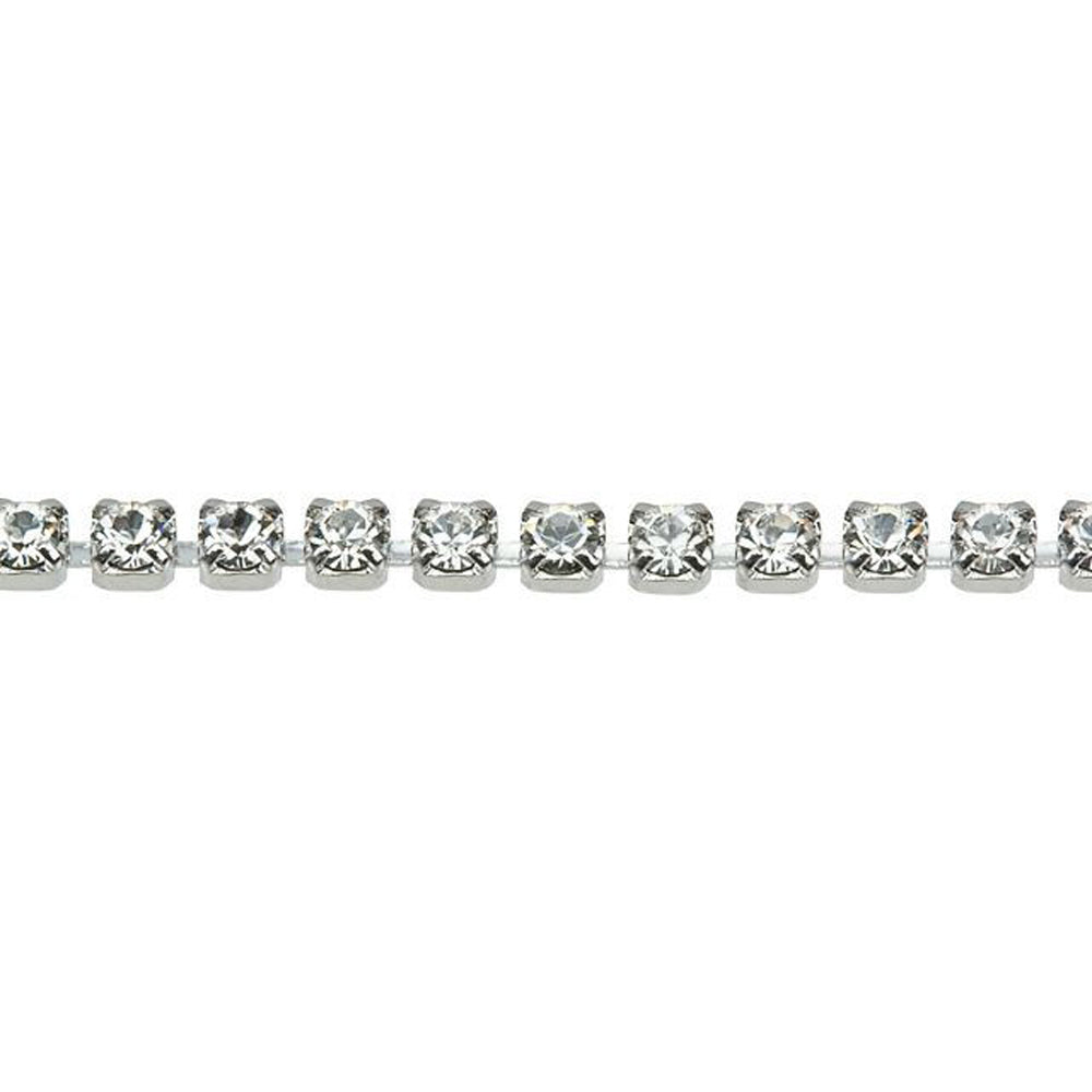 PRESTIGE Crystal Rhinestone Cup Chain, #1028 PP11, Rhodium Plated / Crystal, by the Foot