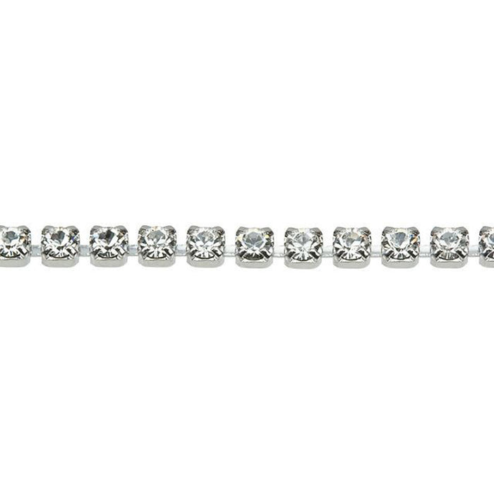 PRESTIGE Crystal Rhinestone Cup Chain, #1028 PP11, Rhodium Plated / Crystal, by the Foot