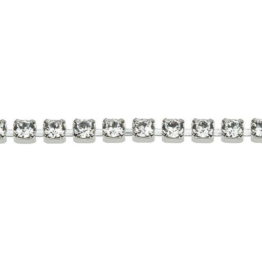 PRESTIGE Crystal Rhinestone Cup Chain, #1028 PP14, Rhodium Plated / Crystal, by the Foot