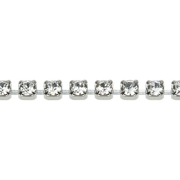 PRESTIGE Crystal Rhinestone Cup Chain, #1028 PP18, Rhodium Plated / Crystal, by the Foot