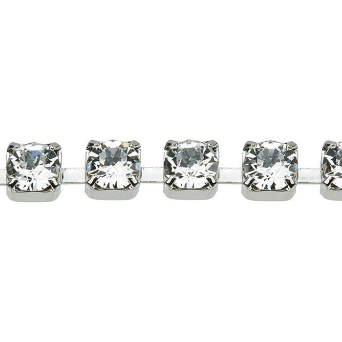 PRESTIGE Crystal Rhinestone Cup Chain, #1028 PP32, Rhodium Plated / Crystal, by the Foot