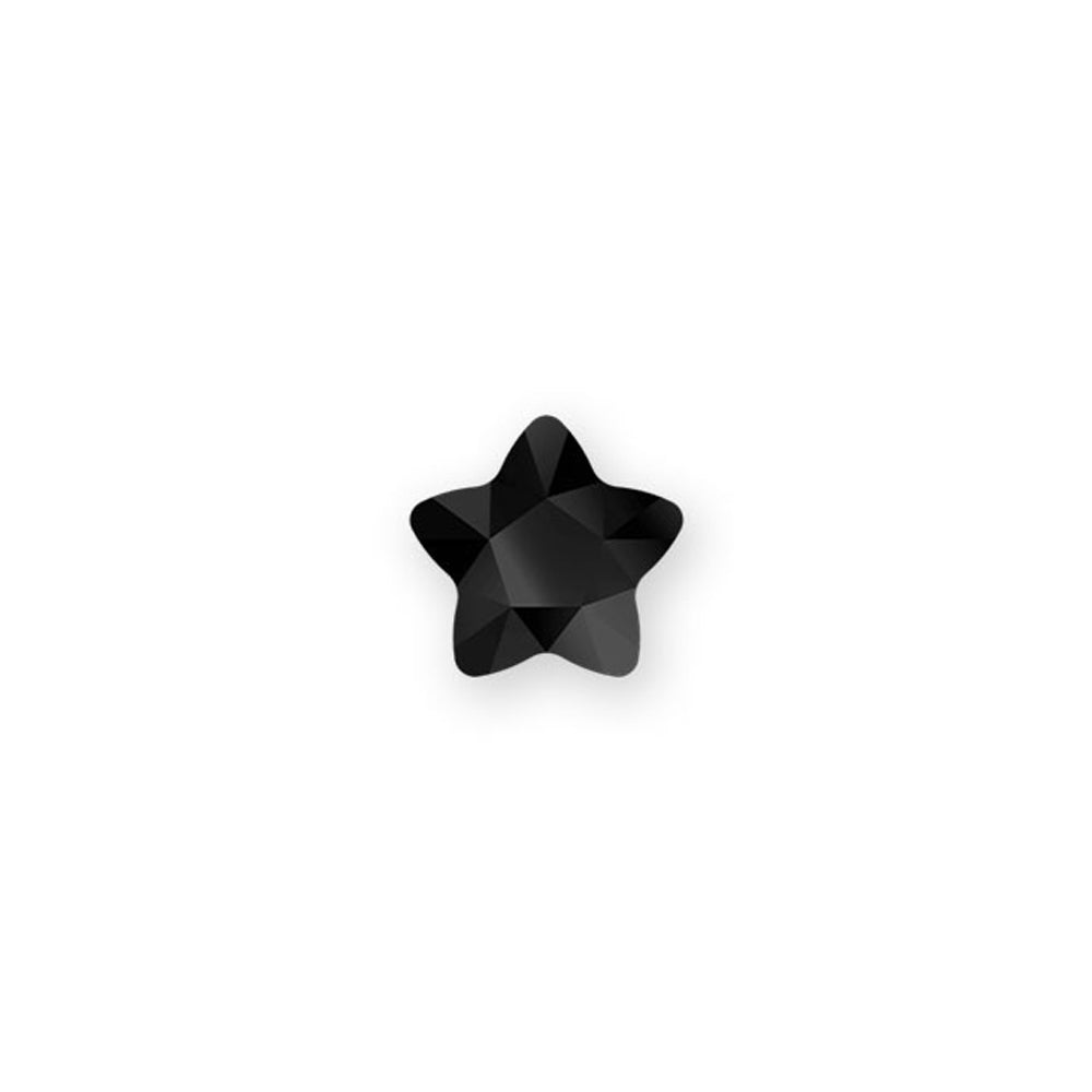 PRESTIGE Crystal, #2754 Star Flower Flatback Rhinestone 6mm, Jet (1 Piece)