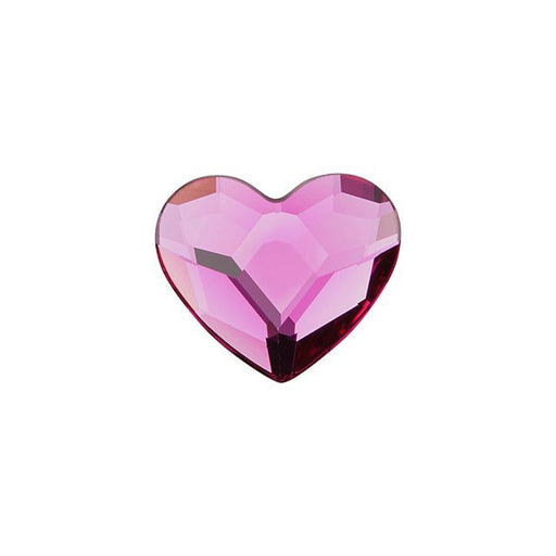 PRESTIGE Crystal, #2808 Heart Flatback Rhinestone 10mm, Fuchsia (1 Piece)