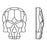 PRESTIGE Crystal, #2856 Skull Flatback Rhinestone 10mm, Jet Hematite (1 Piece)