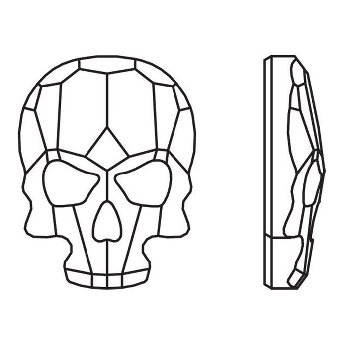 PRESTIGE Crystal, #2856 Skull Flatback Rhinestone 18mm, Jet (1 Piece)