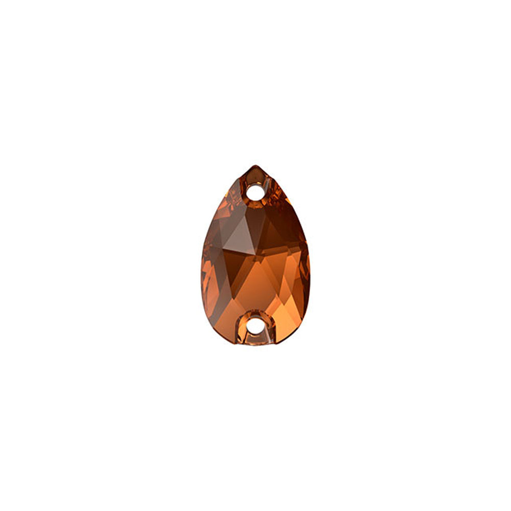 PRESTIGE Crystal, #3230 Teardrop Sew-On Stone 12x7mm, Smoked Amber (1 Piece)