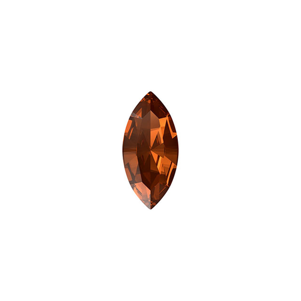 PRESTIGE Crystal, #4228 Navette Fancy Stone 15x7mm, Smoked Amber (1 Piece)