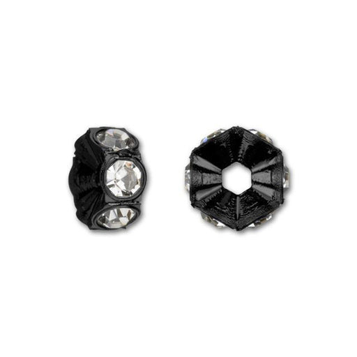 PRESTIGE 4720 PP18 Black Mini Plastic Rondelle with Crystals