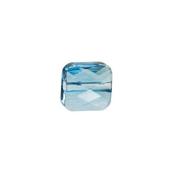 PRESTIGE Crystal, #5053 Mini Square Bead 6mm, Aquamarine (1 Piece)