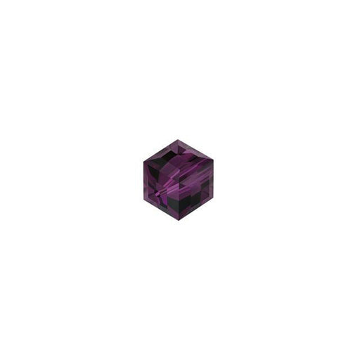PRESTIGE Crystal, #5601 Faceted Cube Bead 4mm, Amethyst (1 Piece)