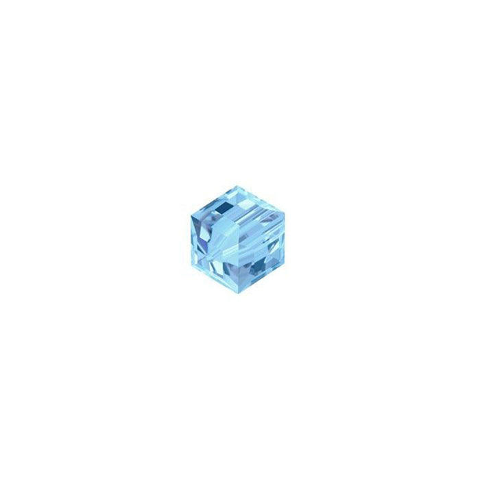 PRESTIGE Crystal, #5601 Faceted Cube Bead 4mm, Aquamarine (1 Piece)