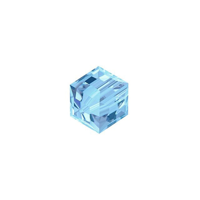 PRESTIGE Crystal, #5601 Faceted Cube Bead 6mm, Aquamarine (1 Piece)