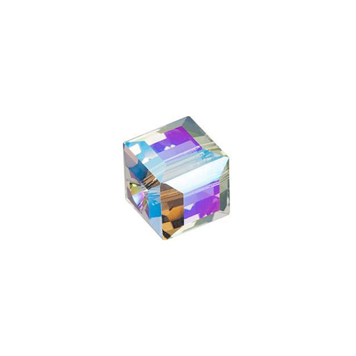 PRESTIGE Crystal, #5601 Faceted Cube Bead 6mm, Black Diamond Shimmer B (1 Piece)