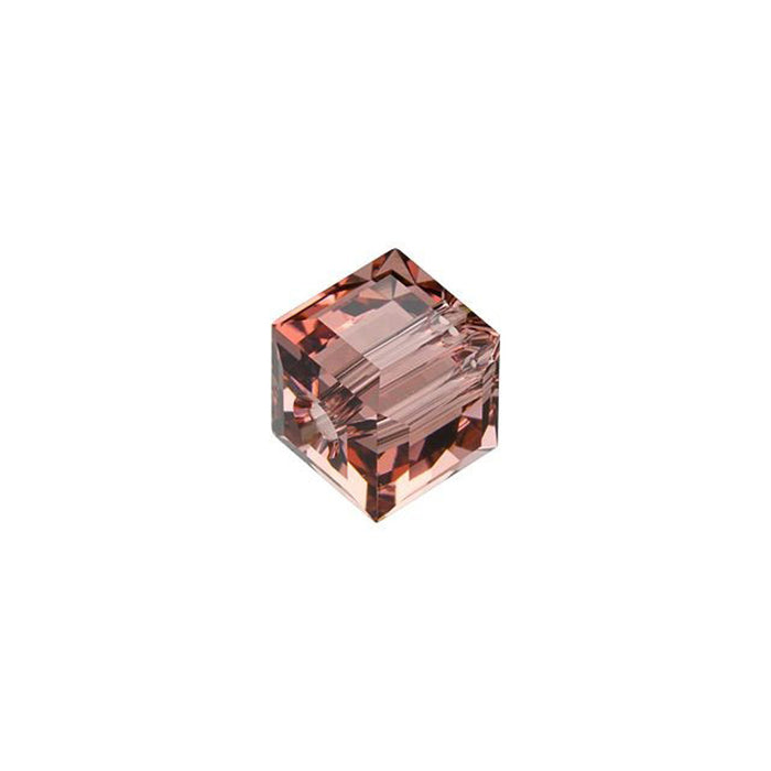 PRESTIGE Crystal, #5601 Faceted Cube Bead 6mm, Blush Rose (1 Piece)
