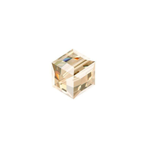 PRESTIGE Crystal, #5601 Faceted Cube Bead 6mm, Crystal Golden Shadow (1 Piece)